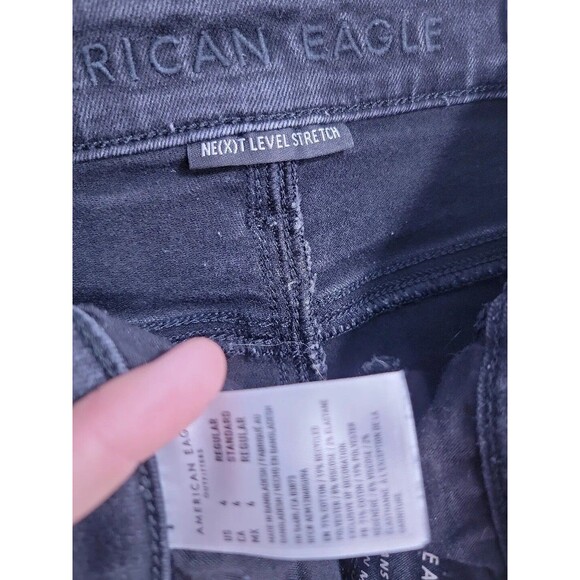 American Eagle Hi-Rise Jegging Distressed Black Jeans Women's size 4 Regular - Picture 6 of 8